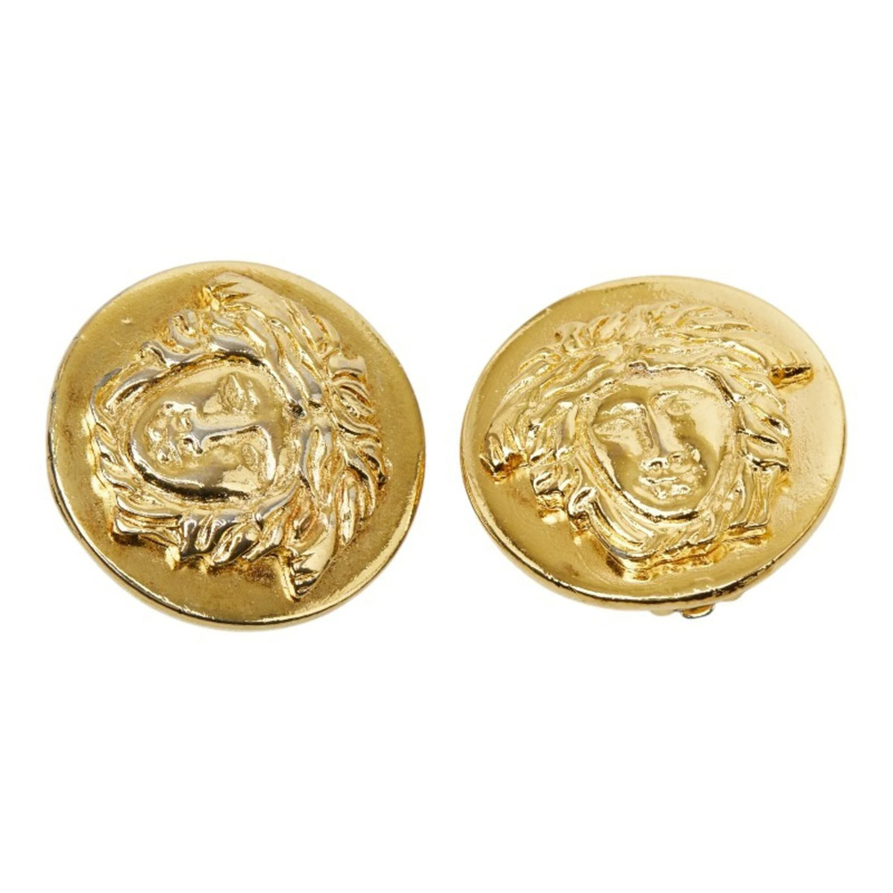 Versace Medusa Round Earrings, Gold Plated, Women's